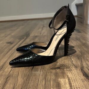 Black Textured & Spike Heels